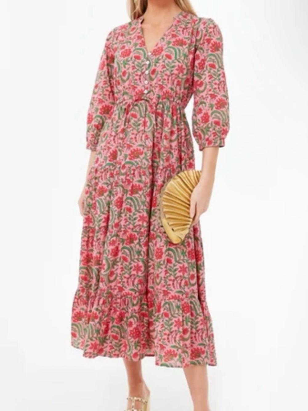 Pink City Prints Pink Jungle Maria Midi Dress in 100% Organic Cotton Size XL